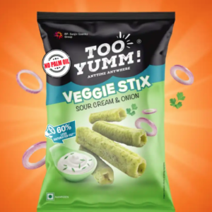 Too Yumm Sour Cream & Onion Veggie Stix, 60% Less Saturated Fats, No Palm Oil Healthy Snacks